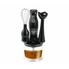 Brentwood Hand Blender & Food Processor with Balloon Whisk - Black-Parts Stack for Easy Storage