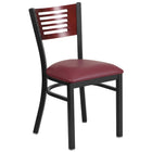 Flash Furniture - Chaise de restaurant en métal noir de la série HERCULES - dossier bois d'acajou, siège en vinyle bourgogne-Capacité de poids de 500 lb