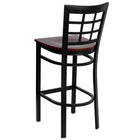 Flash Furniture HERCULES Series Black Window Back Metal Restaurant Barstool - Mahogany Wood Seat - 2 Pack-.625" Thick Plywood Seat