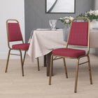 Flash Furniture HERCULES Series Trapezoidal Back Stacking Banquet Chairs with Burgundy Patterned Fabric & Gold Frame - 4 Pack-Seamless Back Panel