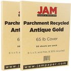 JAM Paper Parchment Cardstock, 8.5 x 11, 65lb Antique Gold Yellow Recycled, 2 packs of 50 (27179g)-Antique gold