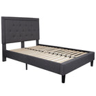 Flash Furniture Roxbury Full Size Tufted Upholstered Platform Bed - Dark Grey Fabric-Panel Headboard