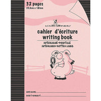 Louis Garneau Exercise Book, Interlined-Dotted, 9-1/4" x 7-1/4", 32 Pages, Pink, 48 Pack-Writing book with interlined-dotted ruling, laminated covers and thick paper