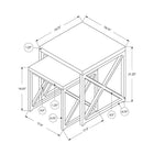 Monarch Specialties - 3237 Tables Gigognes - Ens. 2Pcs/Espresso/Metal Or - Paquet de 2-Dimensions du produit : 19,75 po L x 19,75 po P x 21,25 po H (grand) , 17,5 po L x 17,5 po P x 19,25 po H (petit)