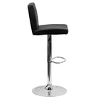 Flash Furniture Contemporary Black Vinyl Adjustable Height Barstool with Panel Back & Chrome Base-Black Vinyl Upholstery