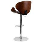 Nicer Furniture - tabouret de bar réglable en bois courbé pivotant en similicuir-Base chromée en forme de cloche pour une stabilité maximale