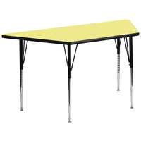 Flash Furniture 30''W x 60''L Trapezoid Activity Table with Thermal Fused Top and Standard Height Adjustable Legs, Yellow-Yellow Laminate