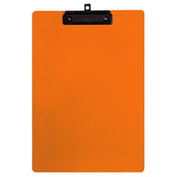 Geo Plastic Clipboard, Legal, 9" x 15", Orange, 12 Pack-Clipboard made of strong plastic with retractable hook.