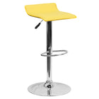 Flash Furniture Contemporary Yellow Vinyl Adjustable Height Barstool with Solid Wave Seat & Chrome Base-Low Back Design