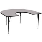 Flash Furniture 60"W x 66"L Horseshoe Grey Thermal Laminate Activity Table - Standard Height Adjustable Legs-Collaborative Horseshoe Shaped Activity Table