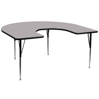 Flash Furniture 60"W x 66"L Horseshoe Grey Thermal Laminate Activity Table - Standard Height Adjustable Legs-Collaborative Horseshoe Shaped Activity Table