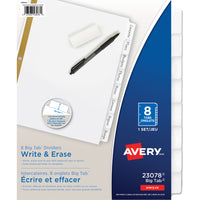 Avery 8 Big Tab Write & Erase Dividers-Write, erase and reuse with ballpoint pen or pencil