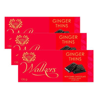 Walkers Chocolate After Dinner Ginger Thins 135g (3 pack)-Tasty dark chocolate thins filled with ginger fondant