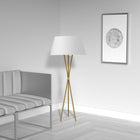 Dainolite Gabriela Transitional Incandescent Floor Lamp - 1 Light - Aged Brass with White Shade-Metal