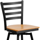 Flash Furniture HERCULES Series Black Ladder Back Swivel Metal Barstool - Natural Wood Seat-Swivel Seat