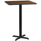 Flash Furniture 30" Square Walnut Laminate Table Top with 22" x 22" Bar Height Table Base-Bar Height Hospitality Table