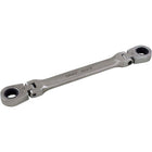Gray Tools 7/16" X 1/2" Double Box End, Flex Head Ratcheting Wrench, Stainless Steel Finish-Size: 7/16" x 1/2"