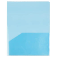 JAM Paper Plastic See Through Two Pocket Folder, Blue, 12 Pack (381bluedg)-Blue