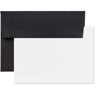 JAM Paper Stationery Set with 100 White Cards and 100 A7 Envelopes, Black Linen Recycled, 100 Sets Pack (304624588g)-Black