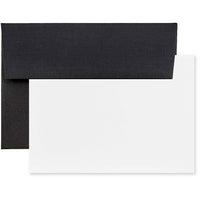 JAM Paper Stationery Set with 100 White Cards and 100 A7 Envelopes, Black Linen Recycled, 100 Sets Pack (304624588g)-Black