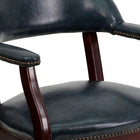 Flash Furniture Navy Vinyl Luxurious Conference Chair with Accent Nail Trim & Casters-Contoured Cushions