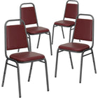 Flash Furniture HERCULES Series Trapezoidal Back Stacking Banquet Chairs with Burgundy Vinyl & Silver Vein Frame - 4 Pack-Set of 4 Multipurpose Banquet Chairs