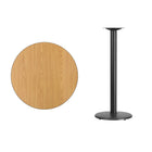 Flash Furniture 30" Round Natural Laminate Table Top with 18" Round Bar Height Table Base-Natural Laminate Top