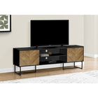 Monarch Specialties 2752 Tv Stand - 72"L/Black /Metal With 2 Wood-Look Doors-This media entertainment centre provides plenty of storage space with a fixed shelf in the middle and one wire management hole above the shelf