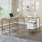 Sauder 59"W Harper Heights L-Desk - White-Both drawers feature full extensions slides for easy access