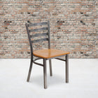 Flash Furniture HERCULES Series Clear Coated Ladder Back Metal Restaurant Chair - Natural Wood Seat - 2 Pack-Welded Joint Assembly