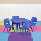 Flash Furniture 24" Square Blue Plastic Height Adjustable Activity Table Set with 4 Chairs-Set Includes: Square Table and 4 Stackable Chairs