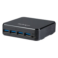 StarTech 4 x 4 USB 3.0 Peripheral Sharing Switch-Share up to four USB 3.0 devices between four different computers - 4X4 USB 3.0 Peripheral Sharing Switch for Mac / Windows / Linux - Save costs with this USB switch by sharing USB devices such as a printer / portable hard drive / mouse / keyboard with four computers - USB 3.0 switch with remote port selector lets you switch devices from one computer to another with the press of a button - Hot pluggable USB A/B switch - Over-current protection - LED indicates