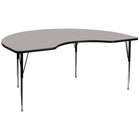 Flash Furniture 48"W x 96"L Kidney Grey HP Laminate Activity Table - Standard Height Adjustable Legs-Collaborative Kidney Activity Table