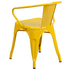 Flash Furniture Commercial Grade Metal Indoor-Outdoor Chair with Arms - Yellow-Integrated Arms