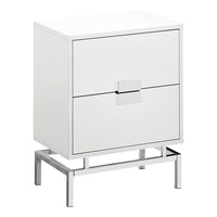 Monarch Specialties 3490 Accent Table - 24"H/Glossy White/Chrome Metal-Spacious rectangular table top in a smooth glossy white finish