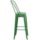 Flash Furniture 30" High Green Metal Indoor-Outdoor Barstool with Back-Stacks up to 8 Chairs High