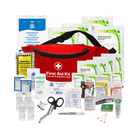 Trousse utilitaire d’extérieur de luxe en nylon-• 4 Tampon de gaze, 5 x 5cm• 4 Tampon de gaze, 7,5 x 7,5cm• 4 Tampon de gaze, 10 x 10cm• 1 Ruban en toile, 2,5cm x 4,5m• 1 Ciseaux universels, manche noir, 15cm• 1 Pinces économiques, 9cm • 12 Épingles de sûreté, assorties• 14 Bandes de pansements rectangulaires en plastique, 7,5 x 2cm• 6 Bandes de pansement en plastique, grand, 7,5 x 2,5cm• 3 Pansements en tissu pour jointures, 7,5 x 3,75cm• 2 Pansements en tissu pour bout du doigt, 5 x 4,5cm• 10 Lingettes de