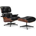 Nicer Furniture Modern Classic Lounge Chair & Ottoman Set - Black/Rosewood-Upholstered in 100% full-grain Italian aniline leather.