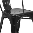 Flash Furniture Black Metal Indoor-Outdoor Stackable Chair-Black Powder Coat Finish