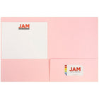 JAM Paper Premium Paper Cardstock Two Pocket Presentation Folders, Baby Pink, 12 Pack (28876675dg)-2 pocket