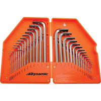 Dynamic Tools 30 Piece SAE & Metric Hex Key Set, .028" - 3/8" & .7mm - 10mm-Contains: Regular Metric: 0.7, 0.9, 1.3, 1.5, 2, 2.5, 3, 4, 4.5, 5, 5.5, 6, 7, 8, 10mm, Long SAE: 0.028", 0.035", 0.05", 1/16", 5/64", 3/32", 7/64", 1/8", 9/64", 5/32", 3/16", 7/32", 1/4", 5/16", 3/8"