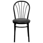 Flash Furniture - Chaise de la série HERCULES en métal à dossier Fan - siège en vinyle noir-Ensemble de 2 chaises de salle à manger en métal