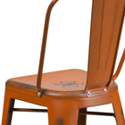 Flash Furniture Commercial Grade 24" High Distressed Orange Metal Indoor-Outdoor Counter Height Stool with Back-Footrest