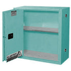 Justrite Sure-Grip Ex Acid/Corrosive Storage Cabinets, Sliding Door, Self-Closing, 43" x 18" x 65"-Poly liners on shelves and poly sump liner are removable for easy cleaning