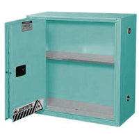 Justrite Sure-Grip Ex Acid/Corrosive Storage Cabinets, Sliding Door, Self-Closing, 43" x 18" x 65"-Poly liners on shelves and poly sump liner are removable for easy cleaning