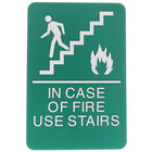 Headline Sign IN CASE OF FIRE USE STAIRS Running Man Sign - 6" H x 9" L - Green-Hang where required by local regulations.