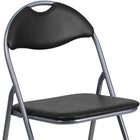 Flash Furniture HERCULES Series Black Vinyl Metal Folding Chair with Carrying Handle-Protective Floor Glides