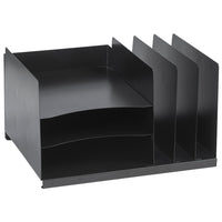 Organiseur de fichiers vertical/horizontal en métal Merangue − 6 compartiments − noir-Organisateur de dossiers avec 3 compartiments horizontaux et 3 compartiments verticaux pour organiser divers dossiers, papiers et documents