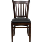 Flash Furniture HERCULES Series Vertical Slat Back Walnut Wood Restaurant Chair - Black Vinyl Seat-Wood Chair
