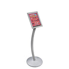 Azar Displays Frame Floor Display on Curved Stand, 8.5" x 11" (300235-SLV)-Dimensions: 8.5 x 11"